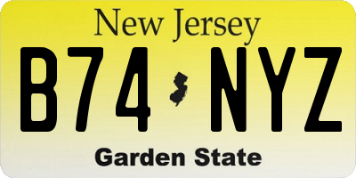 NJ license plate B74NYZ