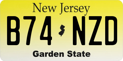 NJ license plate B74NZD