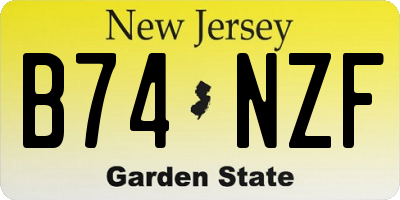 NJ license plate B74NZF