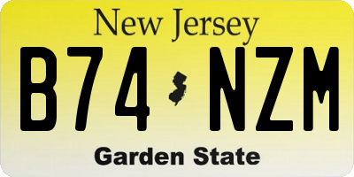 NJ license plate B74NZM