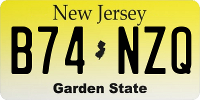 NJ license plate B74NZQ