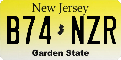 NJ license plate B74NZR
