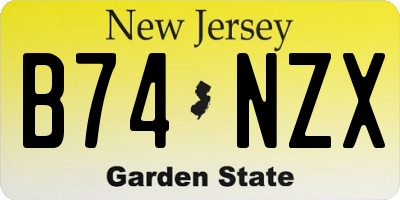 NJ license plate B74NZX