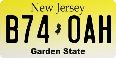 NJ license plate B74OAH