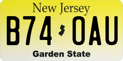 NJ license plate B74OAU
