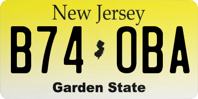 NJ license plate B74OBA