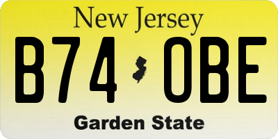 NJ license plate B74OBE