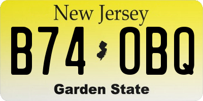 NJ license plate B74OBQ