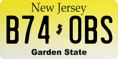 NJ license plate B74OBS