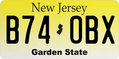 NJ license plate B74OBX