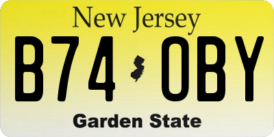 NJ license plate B74OBY
