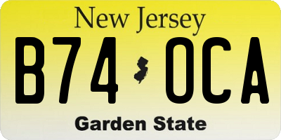 NJ license plate B74OCA
