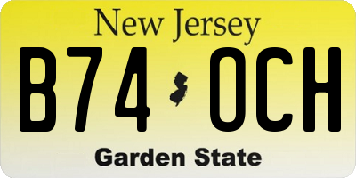 NJ license plate B74OCH