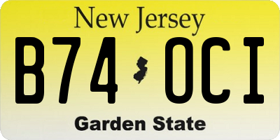 NJ license plate B74OCI