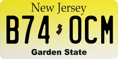 NJ license plate B74OCM