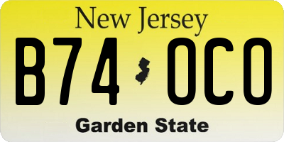 NJ license plate B74OCO