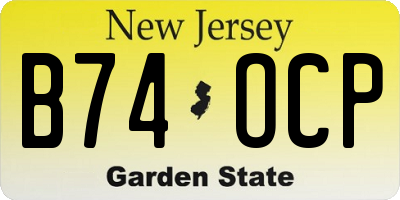 NJ license plate B74OCP
