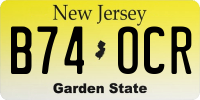 NJ license plate B74OCR