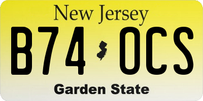 NJ license plate B74OCS