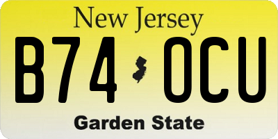NJ license plate B74OCU