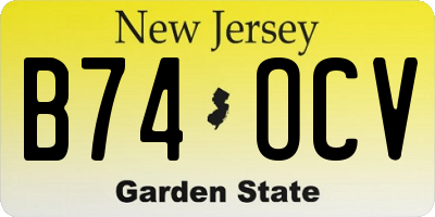 NJ license plate B74OCV