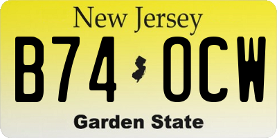 NJ license plate B74OCW