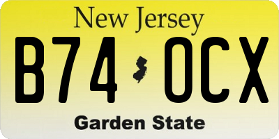 NJ license plate B74OCX