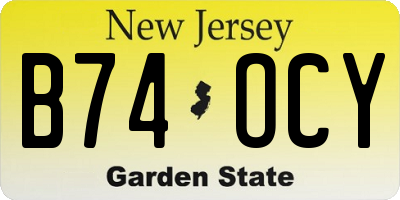 NJ license plate B74OCY