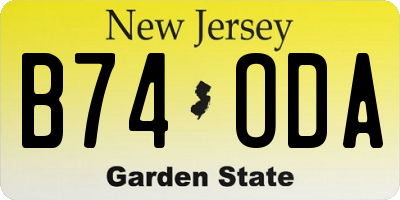 NJ license plate B74ODA