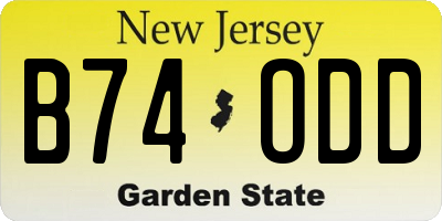 NJ license plate B74ODD