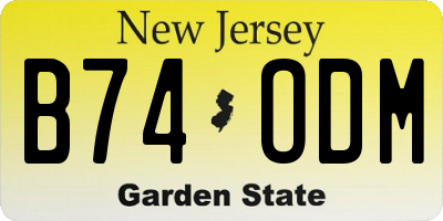 NJ license plate B74ODM
