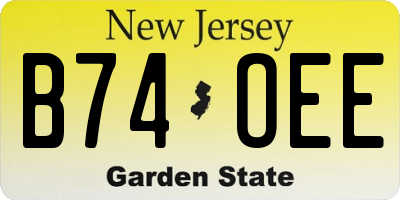 NJ license plate B74OEE