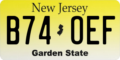 NJ license plate B74OEF