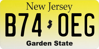 NJ license plate B74OEG