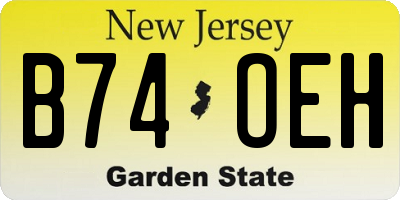 NJ license plate B74OEH