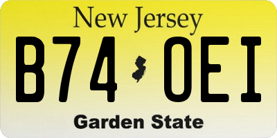 NJ license plate B74OEI