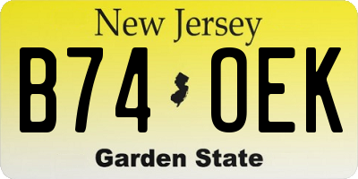 NJ license plate B74OEK