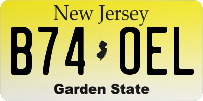 NJ license plate B74OEL