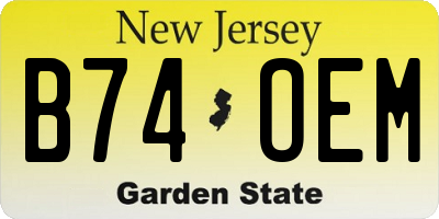 NJ license plate B74OEM