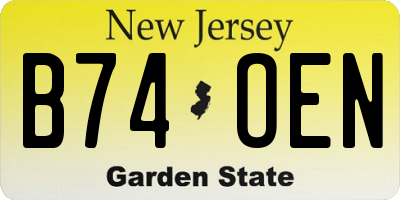 NJ license plate B74OEN