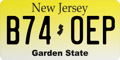 NJ license plate B74OEP