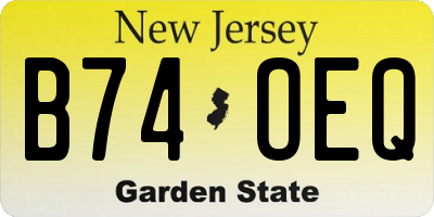 NJ license plate B74OEQ