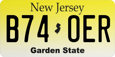 NJ license plate B74OER