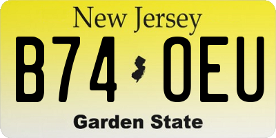 NJ license plate B74OEU