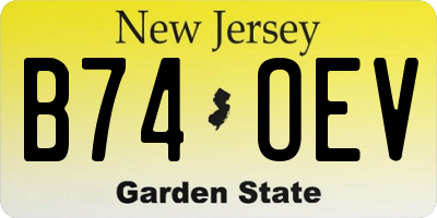 NJ license plate B74OEV