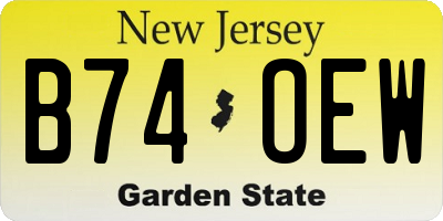 NJ license plate B74OEW