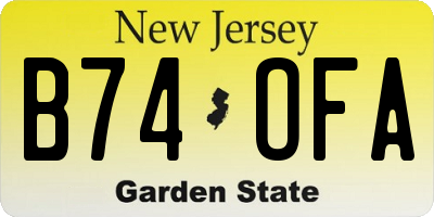NJ license plate B74OFA