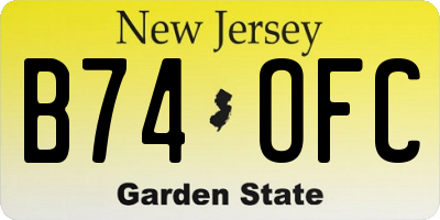 NJ license plate B74OFC
