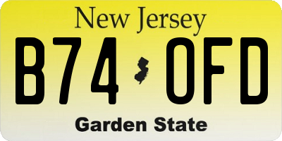NJ license plate B74OFD