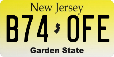 NJ license plate B74OFE